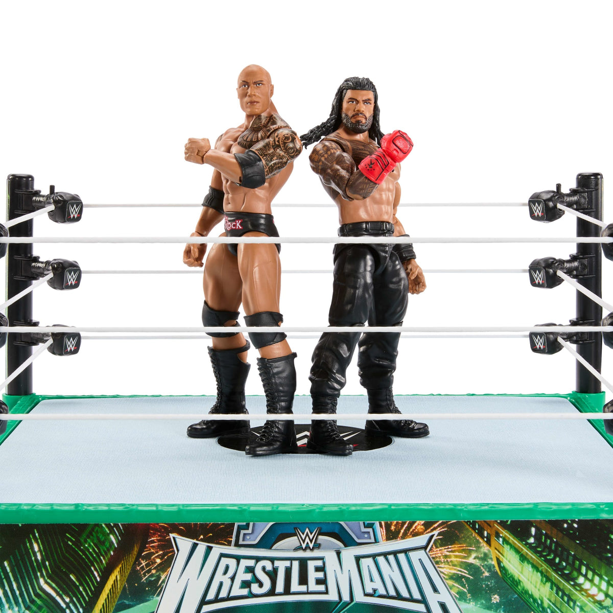 WWE Bloodlines Rules Playset With Ring & 2 Action Figures, includes The Rock & Roman Reigns