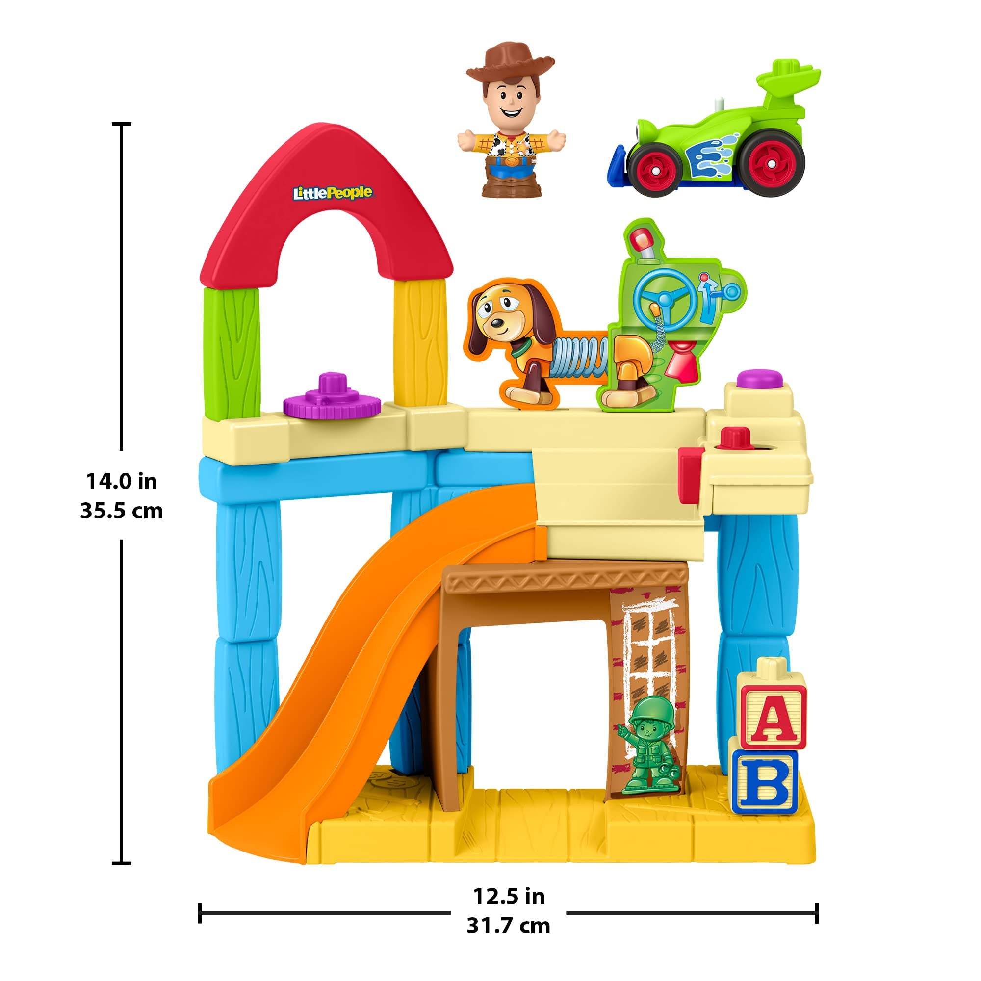 Fisher-Price Little People Disney & Pixar Toy Story Andy's Room Toddler Playset, Woody & RC Vehicle