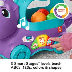 Fisher-Price Toddler Learning Toy, Dinosaur Pull Toy English & French Version, Poppin’ Triceratops