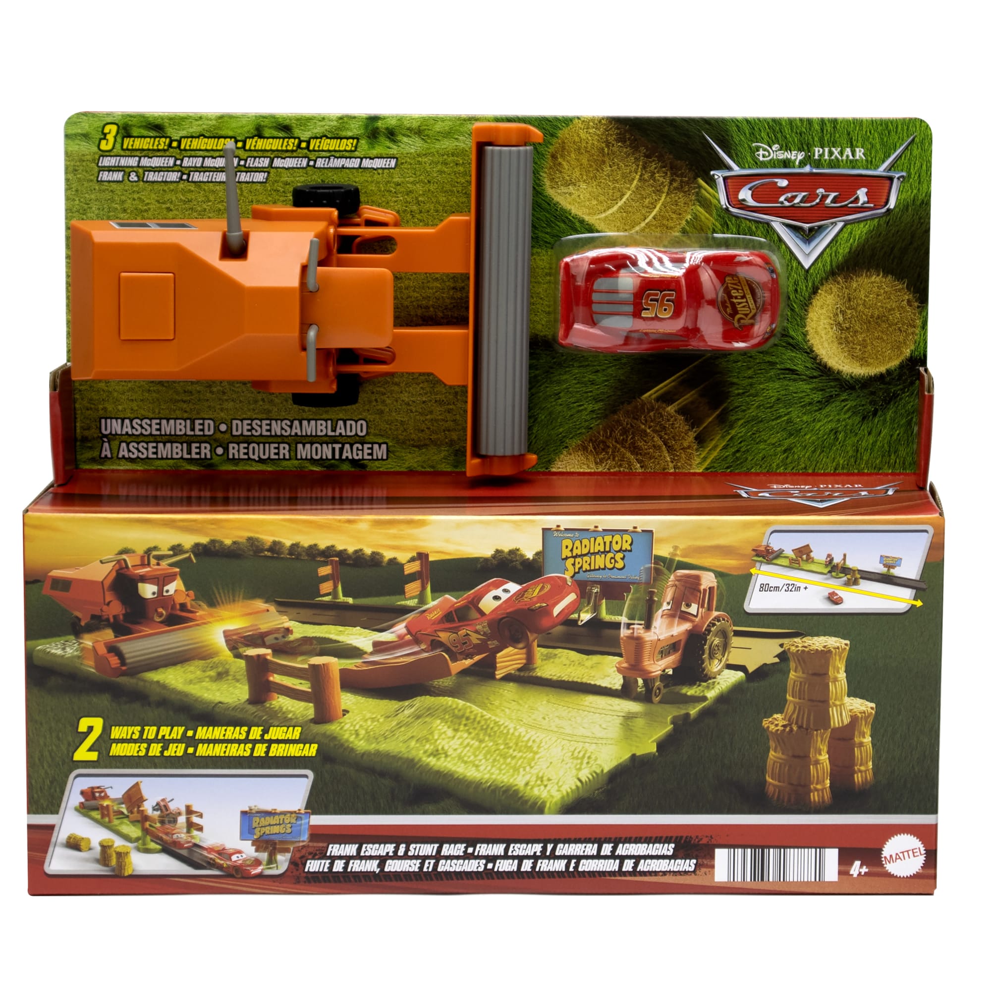 Disney And Pixar Cars Frank Escape & Stunt Race Playset With Lightning Mcqueen Toy Car