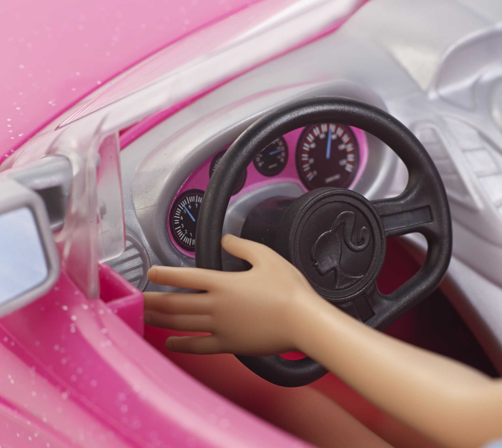 Barbie Doll & Car Playset, Sparkly Pink 2-Seater Toy Convertible With Glam Details & Fashion Doll
