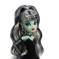 Monster High X Barbie Doll, Frankie Stein With Original Barbie Swimsuit, Black Dress And Accessories