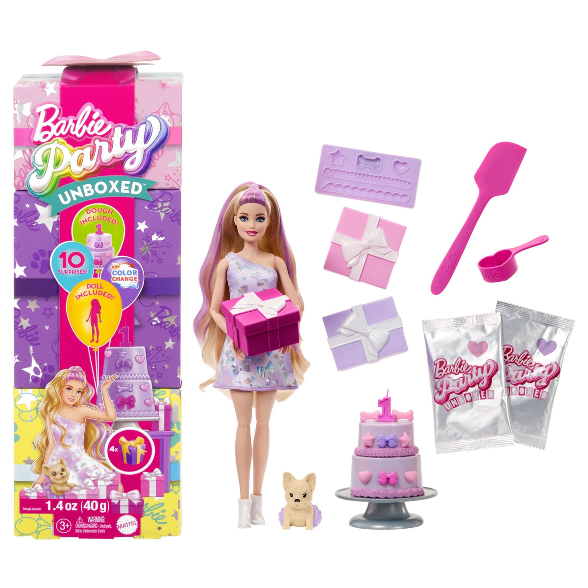 Barbie Party Unboxed Boneca Festa de Animais Vestido Azul