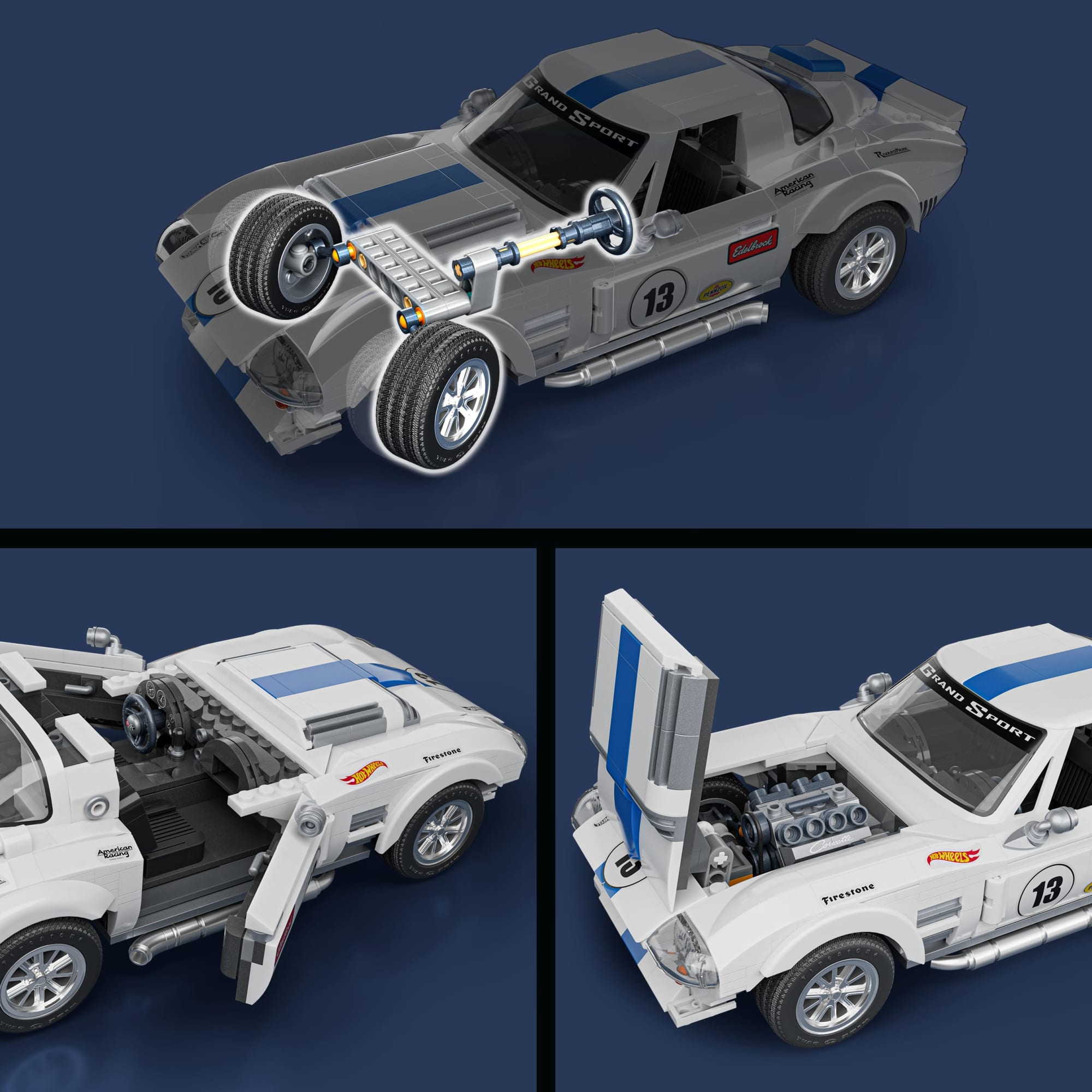 Mattel Brick Shop Hot WheelsJuguete de Construcción Elite 63 Corvette Grand Sport