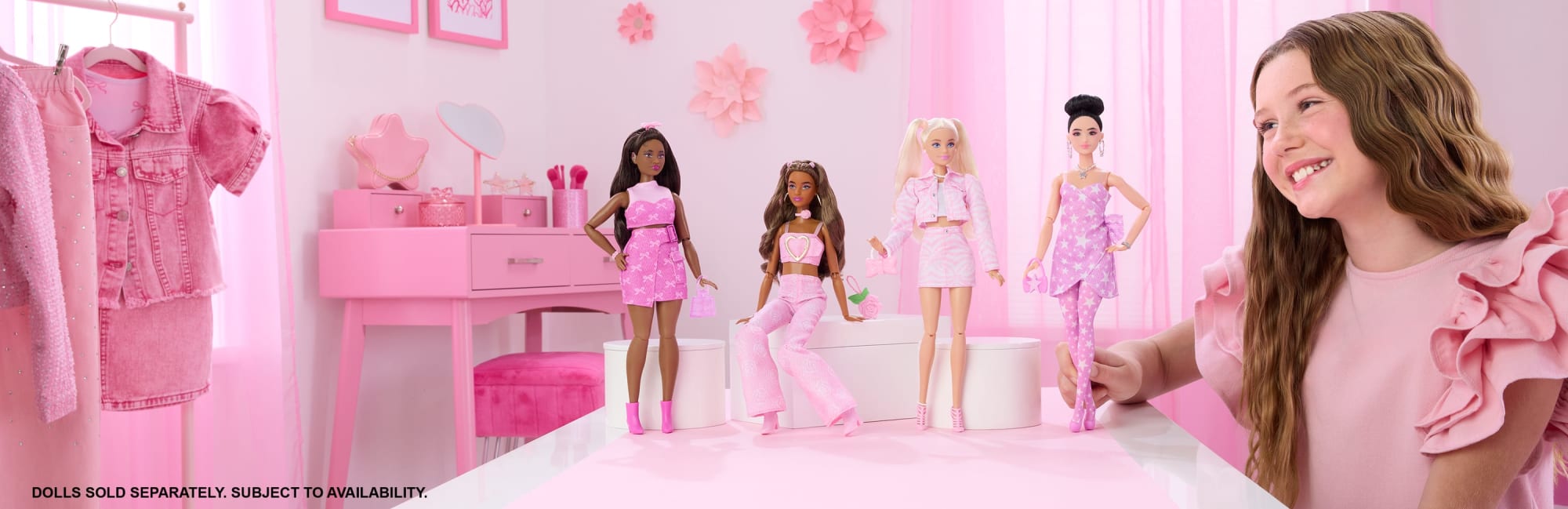 Barbie Fashionista Boneca Barbie Fashionista Deluxe Style Boneca com Vestido Rosa com Estrelas