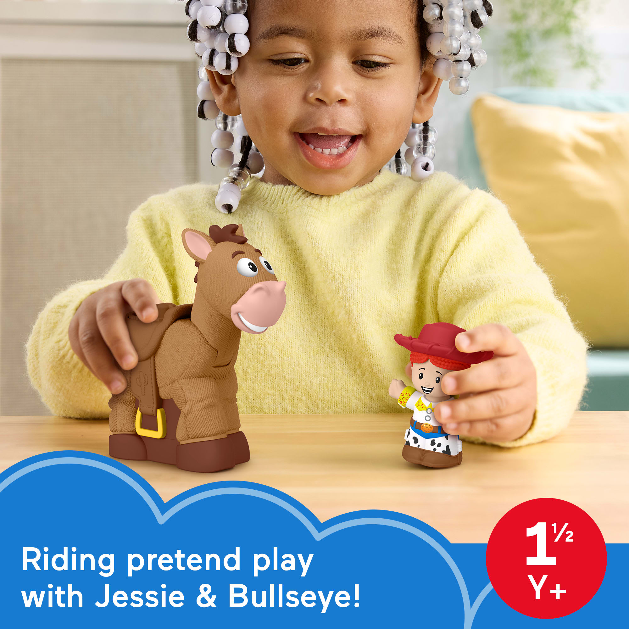 Fisher-Price Little People Disney Pixar Toy Story Bobbin’ Bullseye & Jessie, Toddler Figure Set