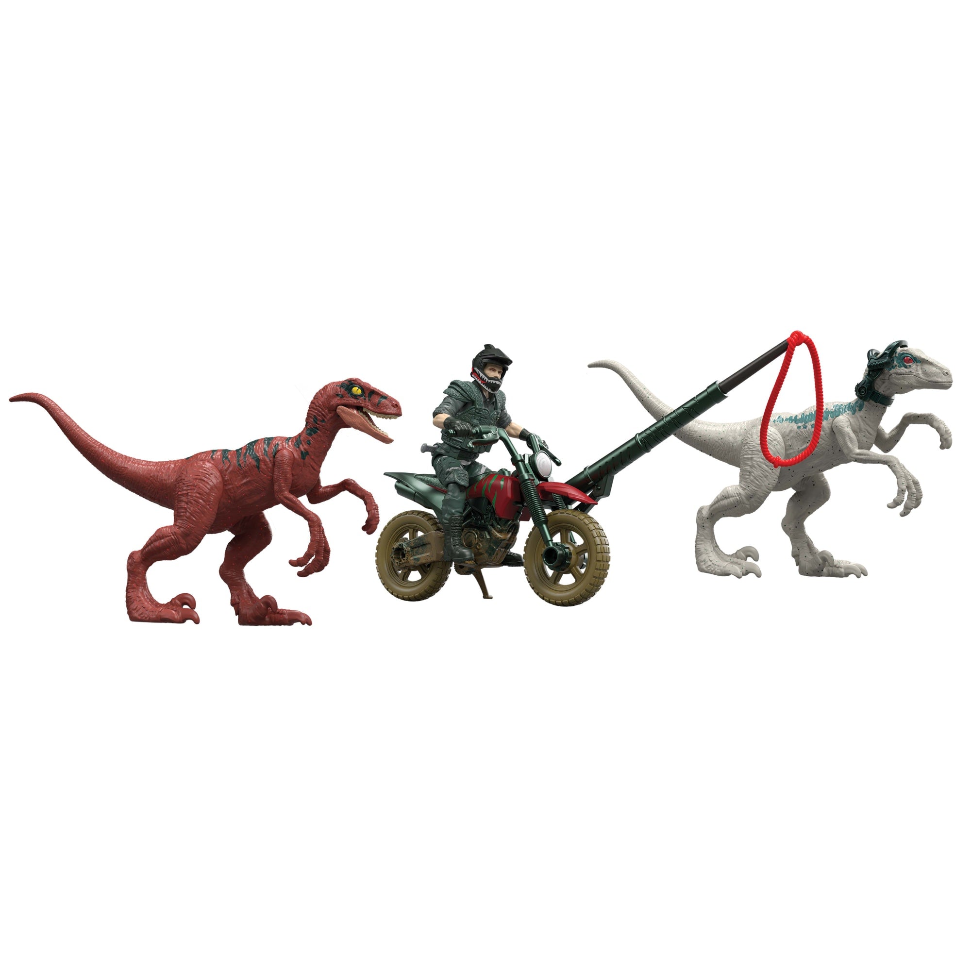 Jurassic World Reimagined Motorcycle, Owen Grady & Raptors & Tools Retro Pack, Fallen Kingdom Toy