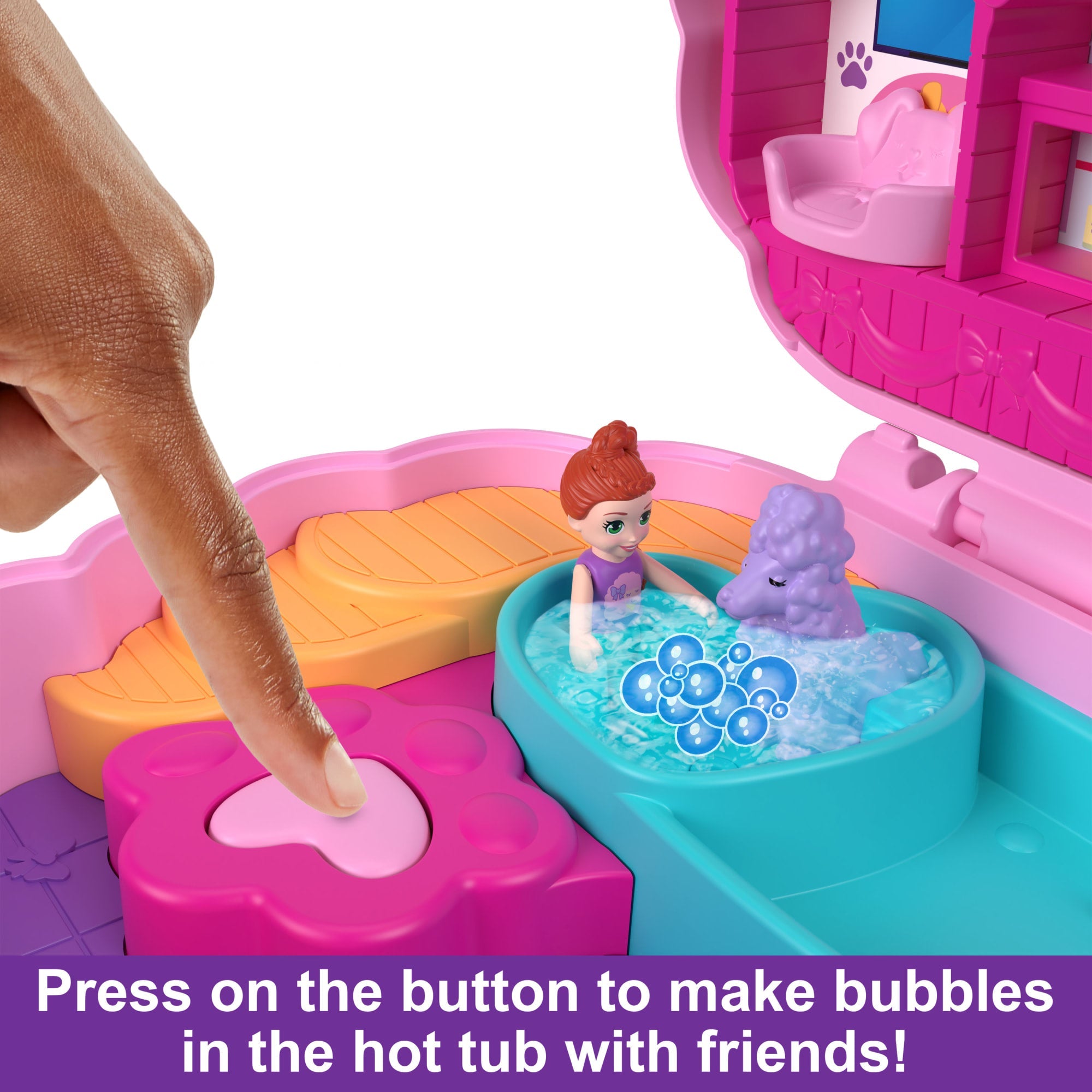 Polly Pocket Dolls And Playset, Animal Toys Groom & Glam Poodle Compact Playset
