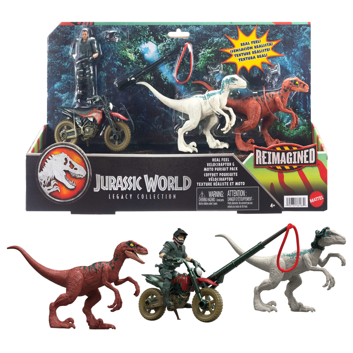 Jurassic World Reimagined Motorcycle, Owen Grady & Raptors & Tools Retro Pack, Fallen Kingdom Toy