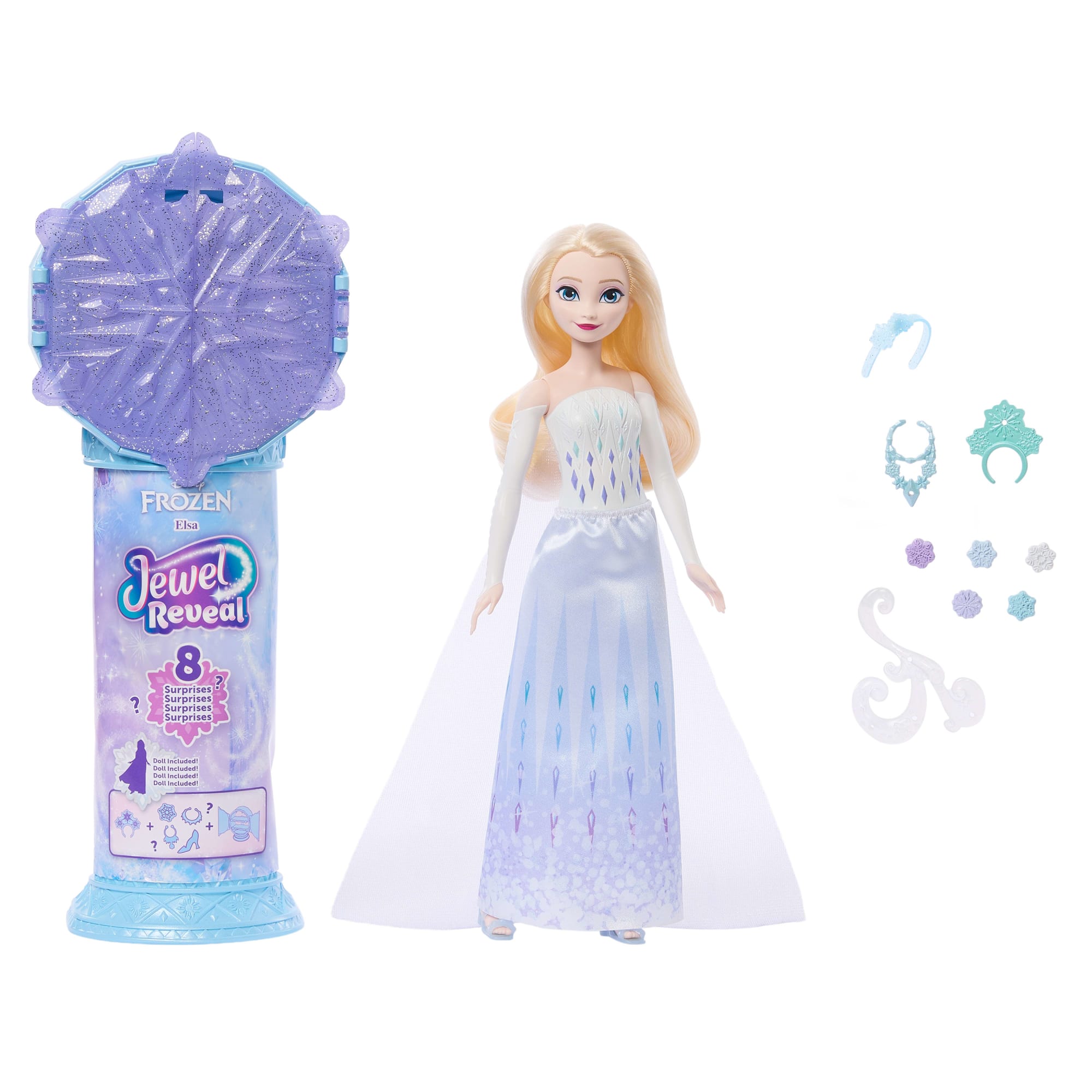 Disney Frozen Jewel Reveal Elsa Fashion Doll W/ 8 Surprises including Gem Box & 10 Accessories