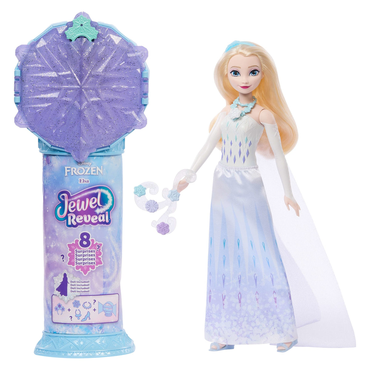 Disney Frozen Jewel Reveal Elsa Fashion Doll W/ 8 Surprises including Gem Box & 10 Accessories