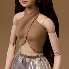 Barbie Basics Collectible Doll, Model 06 With Brunette Hair in Shimmery Golden Skirt & Halter