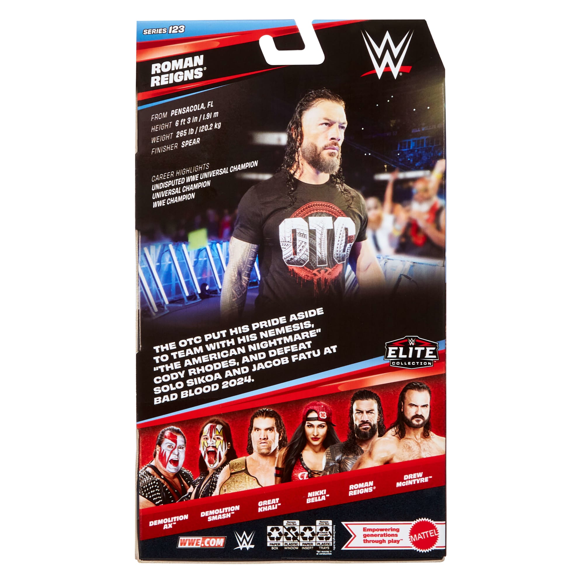 WWE Elite Roman Reigns Action Figure, Series #123 Set, 6-Inch Collectible With Accessories