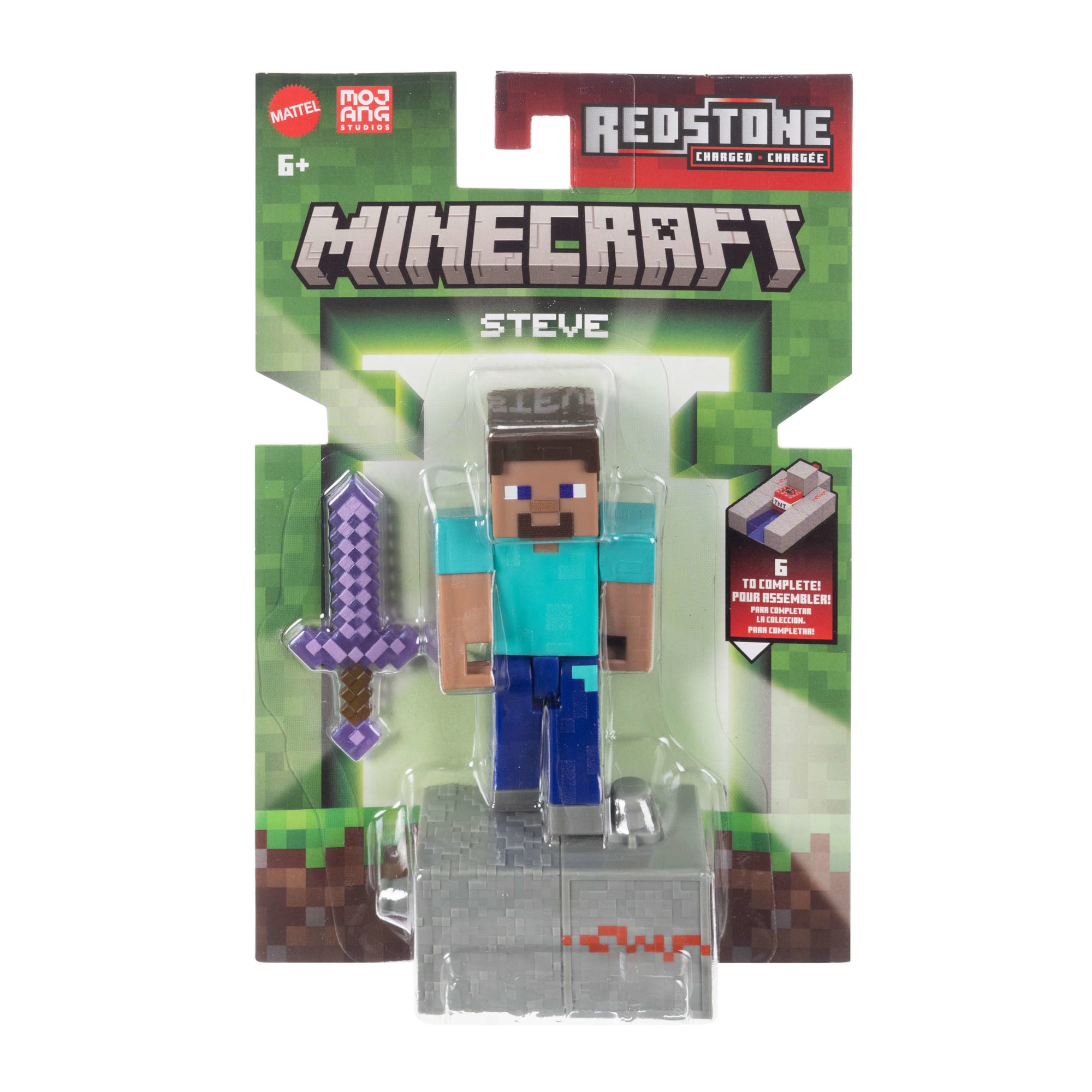 Minecraft Steve Action Figure & Accessory Set, 3.25-Inch Scale Collectible Toy With Building Piece