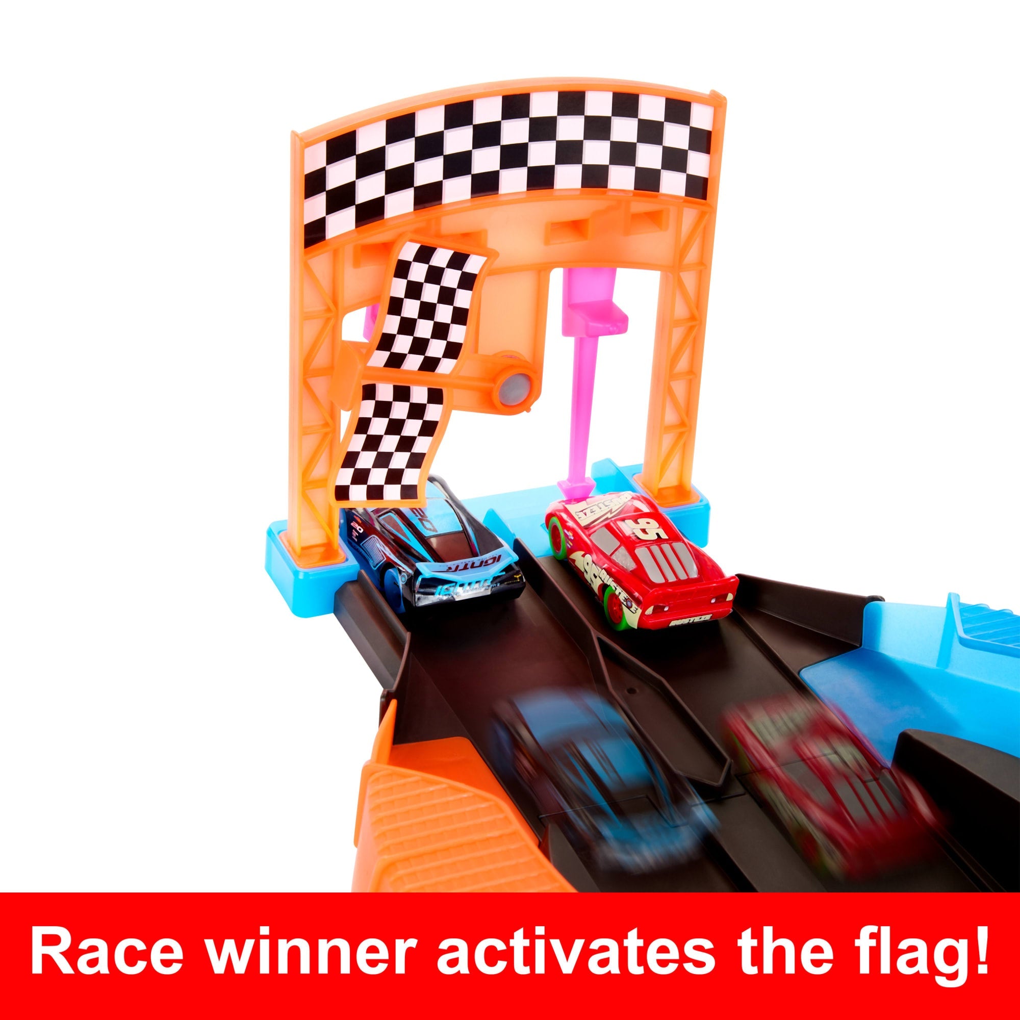 Disney And Pixar Cars Glow Racers Launch & Criss-Cross Playset With 2 Glow-in-The-Dark Vehicles