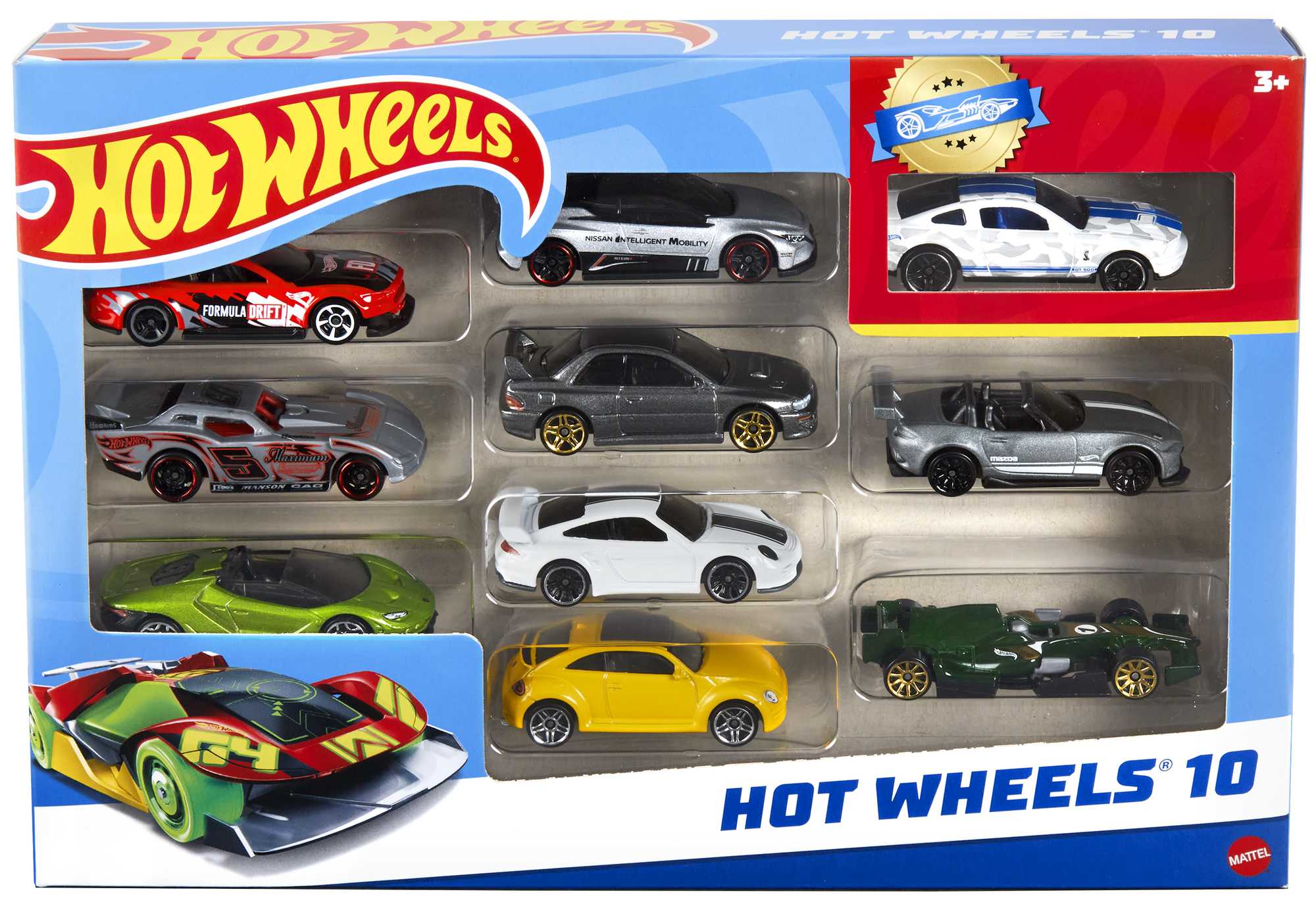 Hot Wheels Set Of 10 1:64 Scale Toy Trucks And Cars For Kids & Collectors
