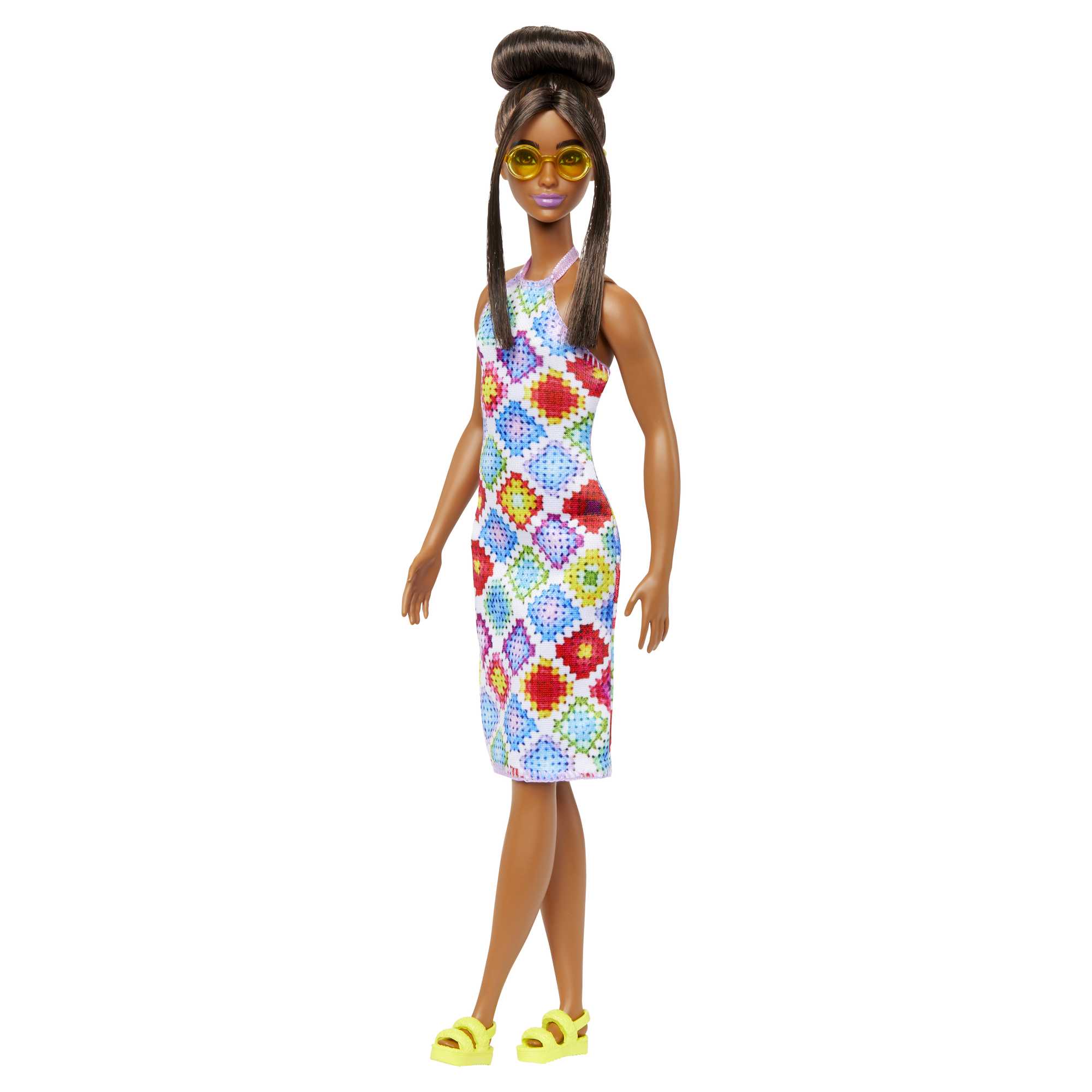 Barbie Fashionistas Doll #210 With Bun And Crochet Halter Dress