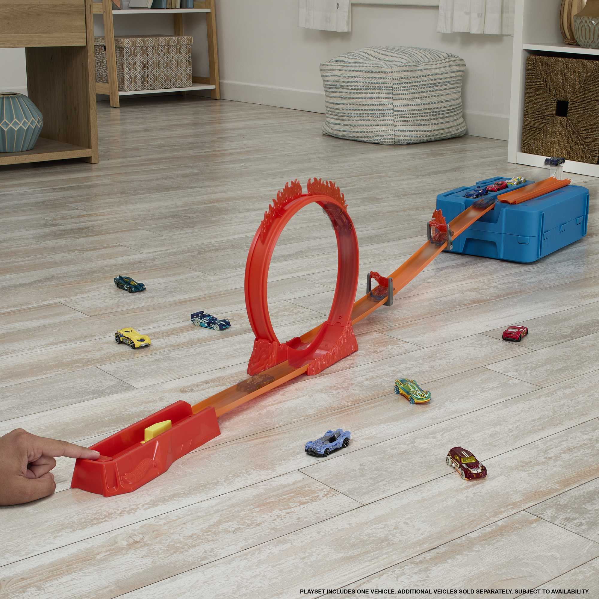 Hot Wheels Track Builder Coffret Piste Cascade Flamme, 1 Véhicule