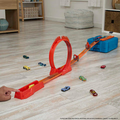 Hot Wheels Track Builder Coffret Piste Cascade Flamme, 1 Véhicule