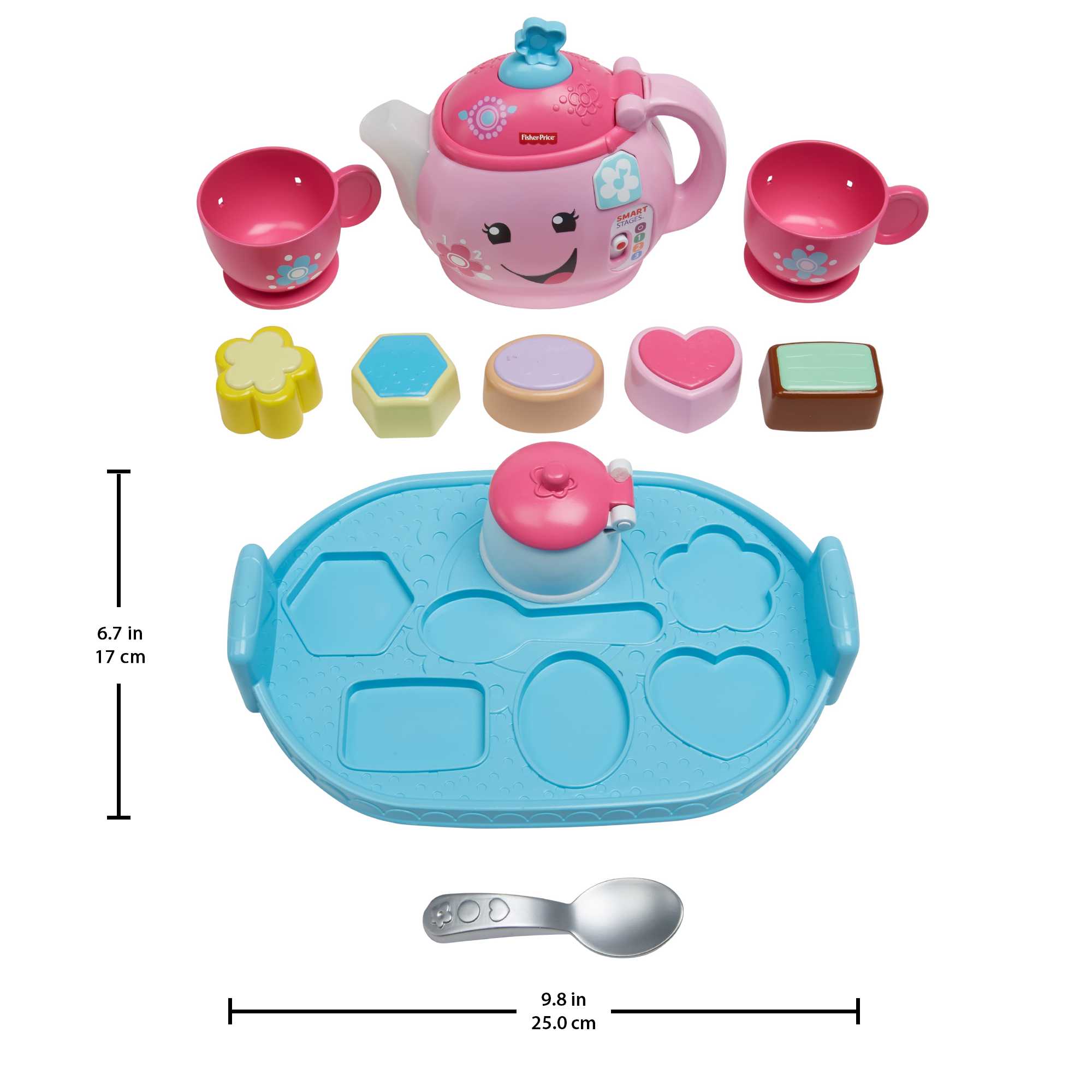 Fisher-Price Laugh & Learn Sweet Manners Tea Set Interactive Toddler Pretend Play, 11 Pieces