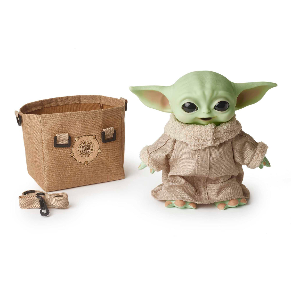 Star Wars The Mandalorian Figurine Peluche L’enfant Sonore et Son Sac