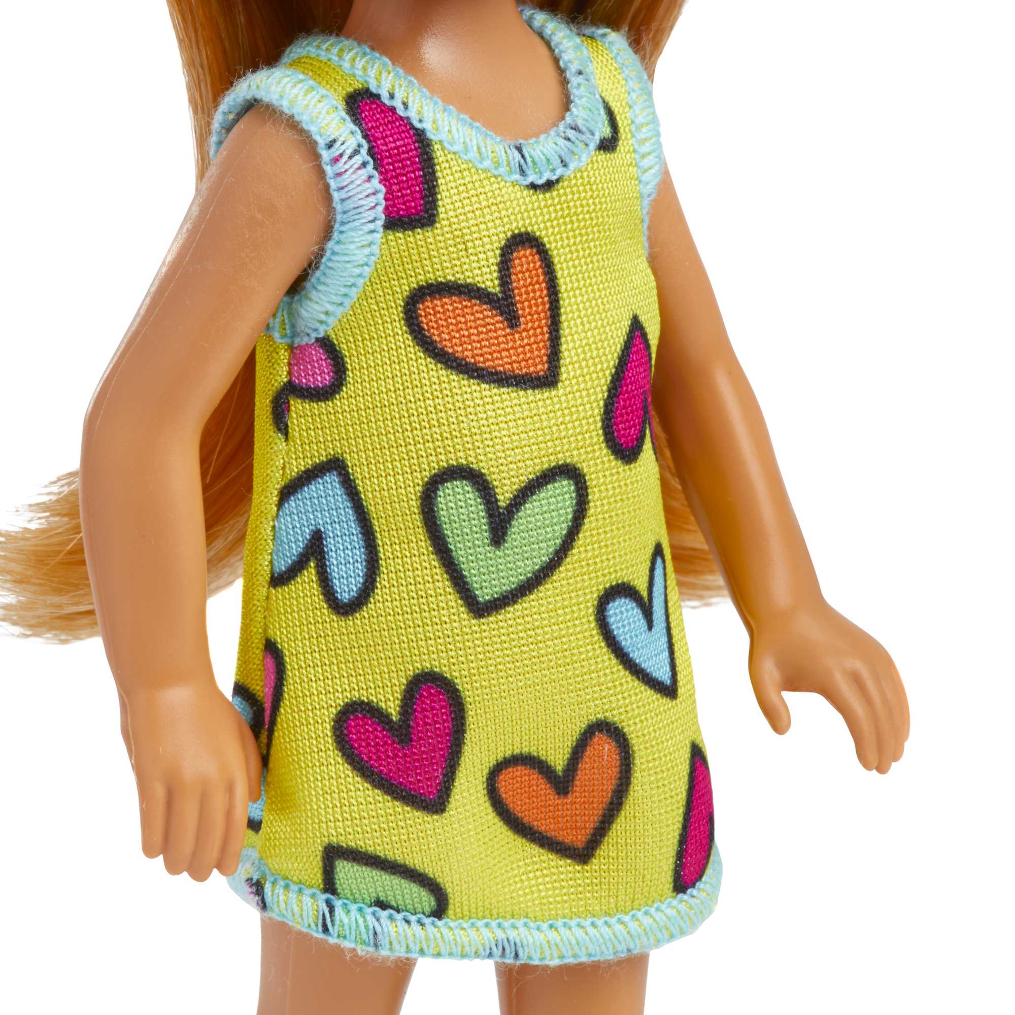 Barbie Chelsea Doll, Wearing Removable Heart-Print Dress With Brunette Hair & Brown Eyes
