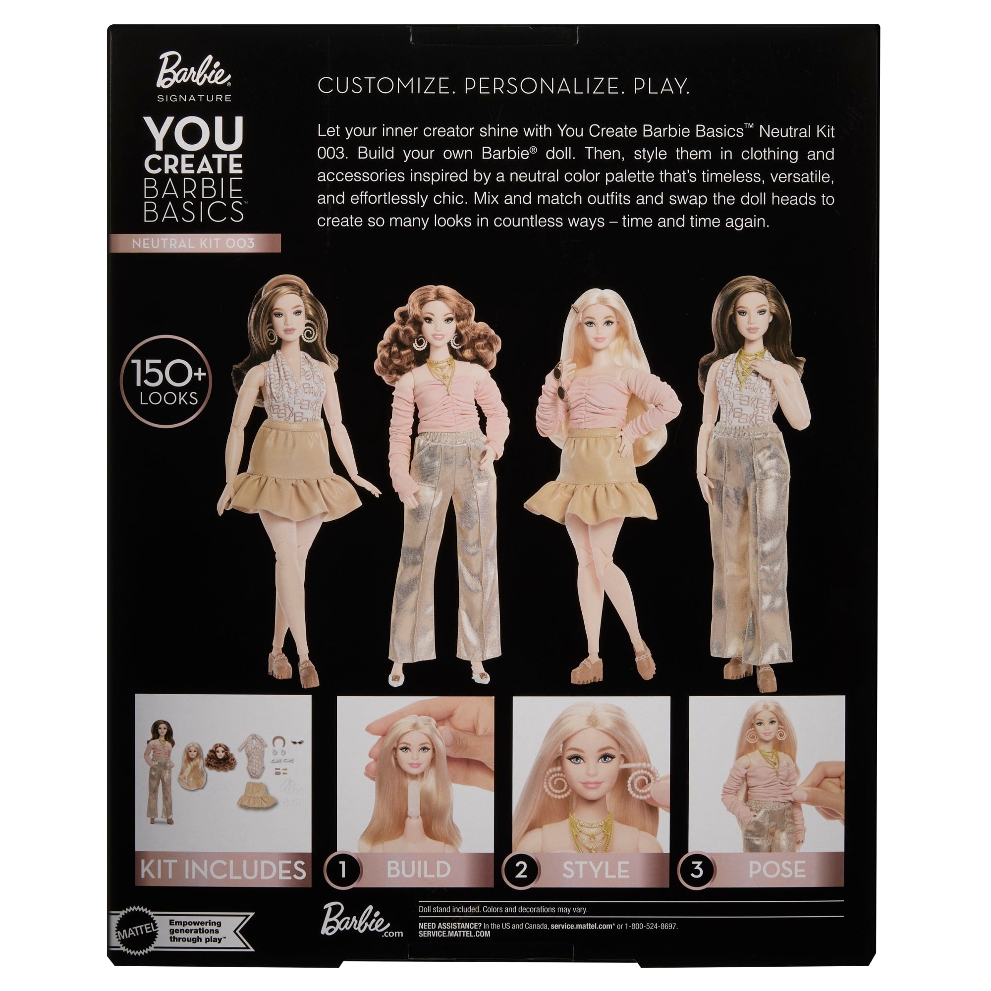 Barbie You Create Barbie Basics Neutral Kit 003, Poupée Mannequin Personnalisable et Vêtements Universels