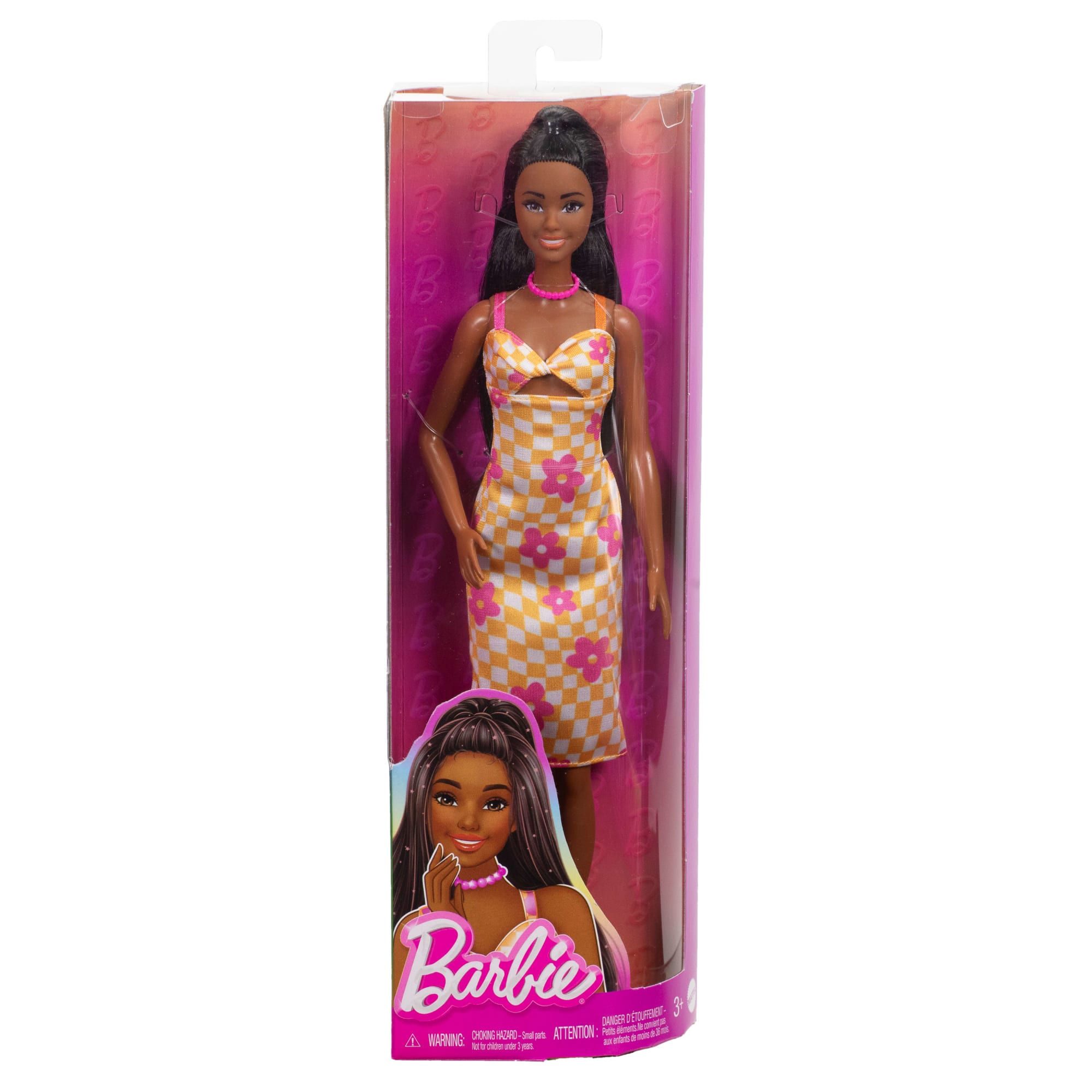 Barbie Fashionista Muñeca Vestido de Cuadros con Flores