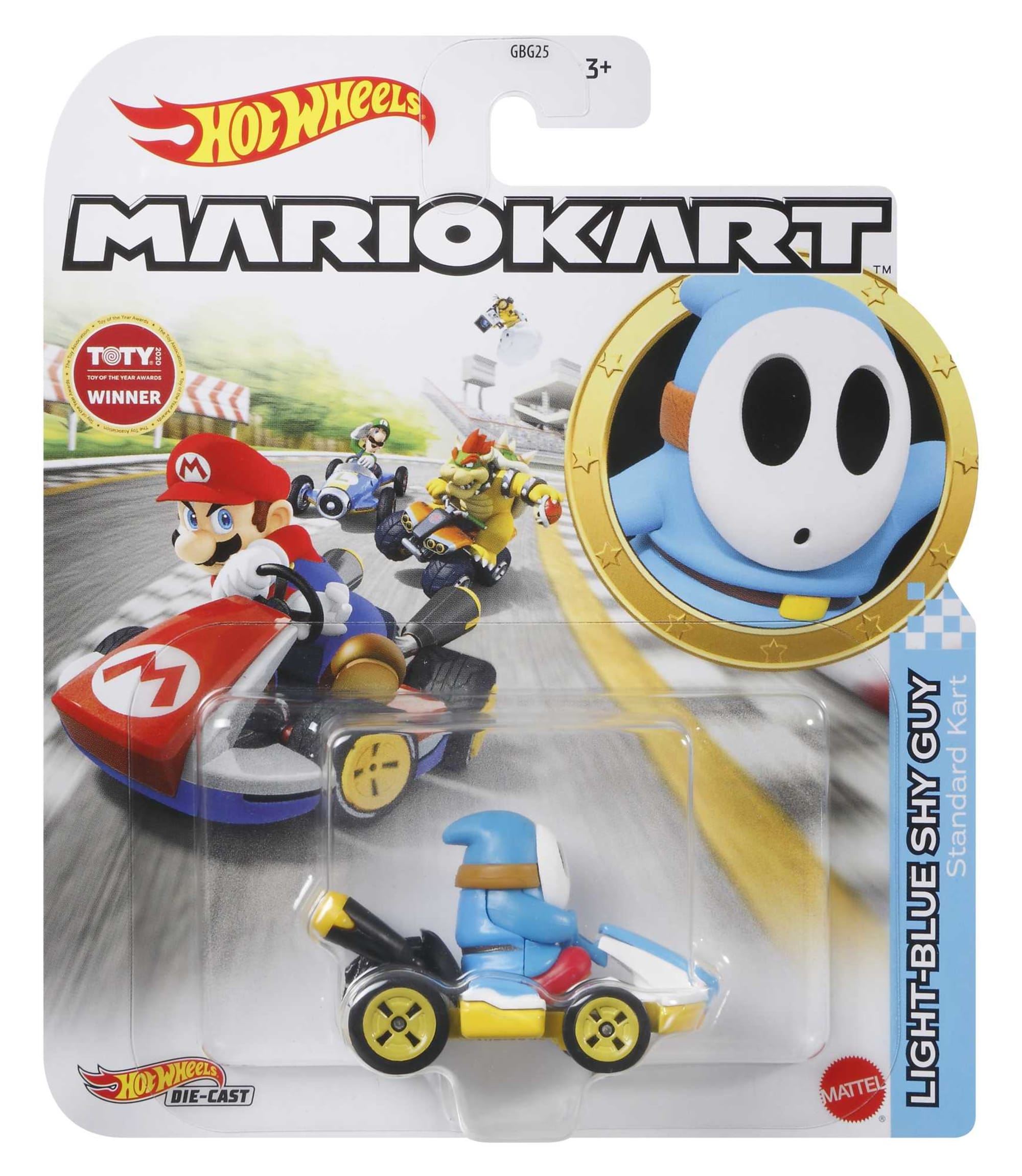 Hot Wheels Mario Kart Vehículo de Juguete Shy Guy Azul Claro Estándar Kart