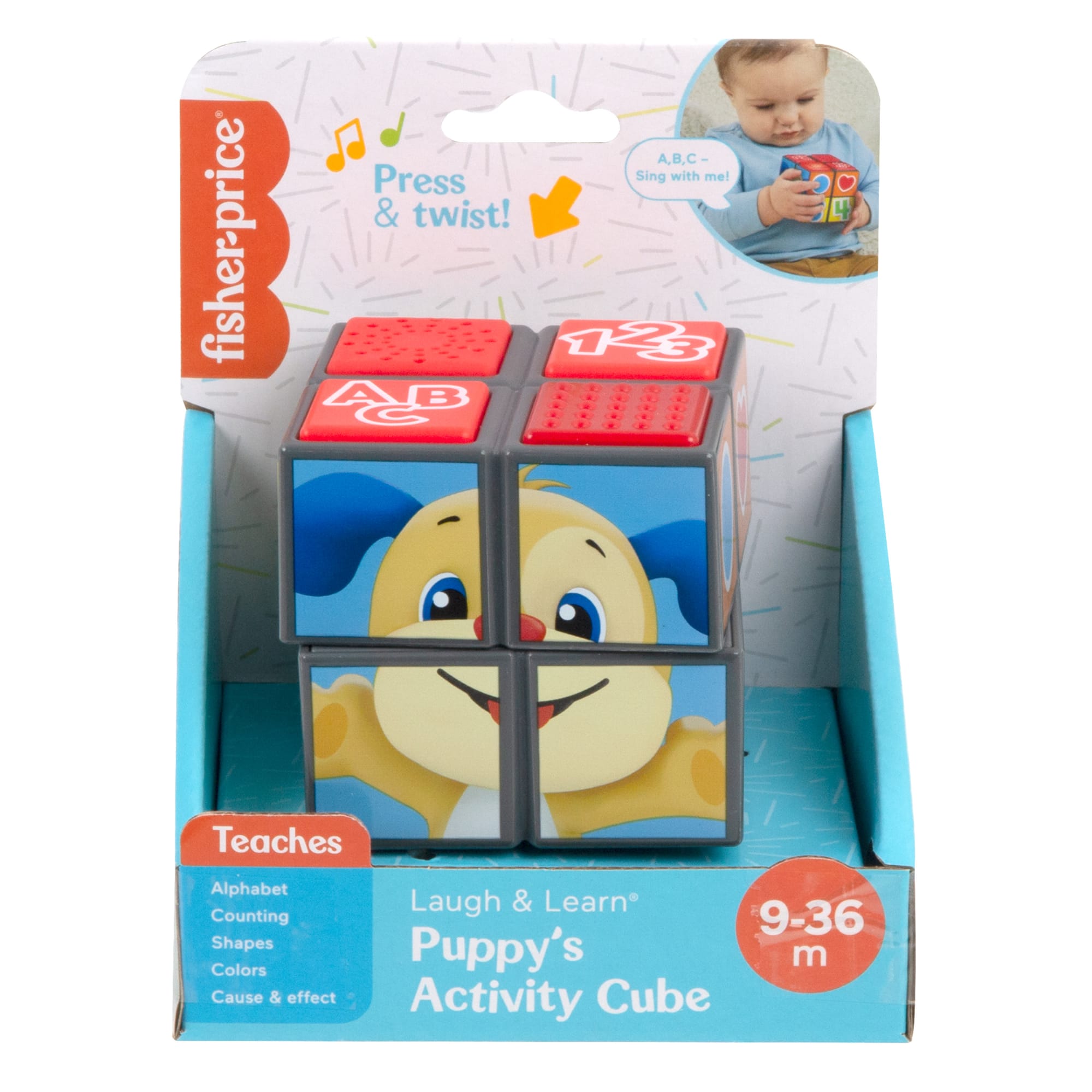 Fisher-Price Baby Learning Toy With Lights And Fine Motor Activities, Puppy's Activity Cube