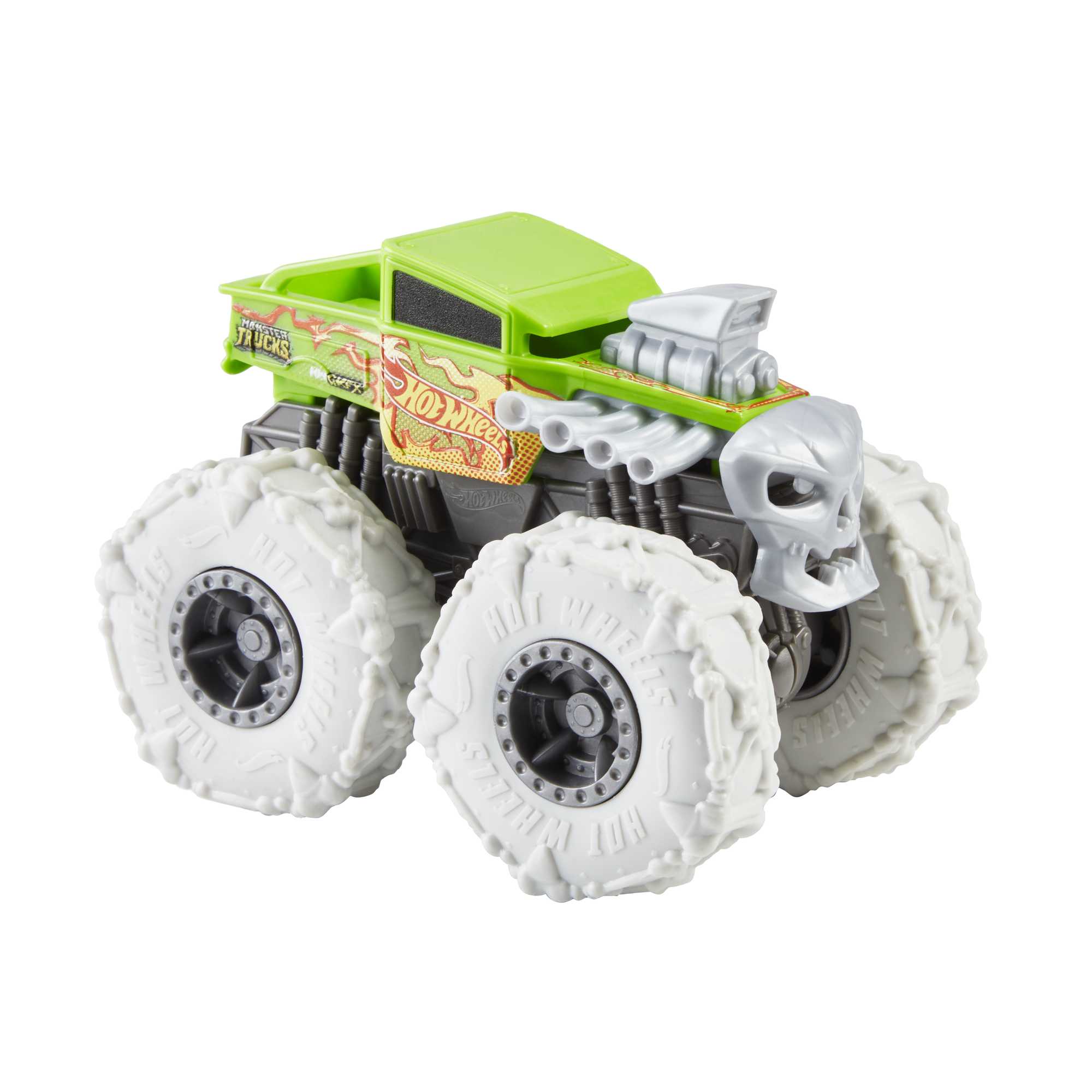 Hot Wheels Monster Trucks Vehículo de Juguete 1:43 Llantas Todo Terreno Bone Shaker Original Flaming Skull