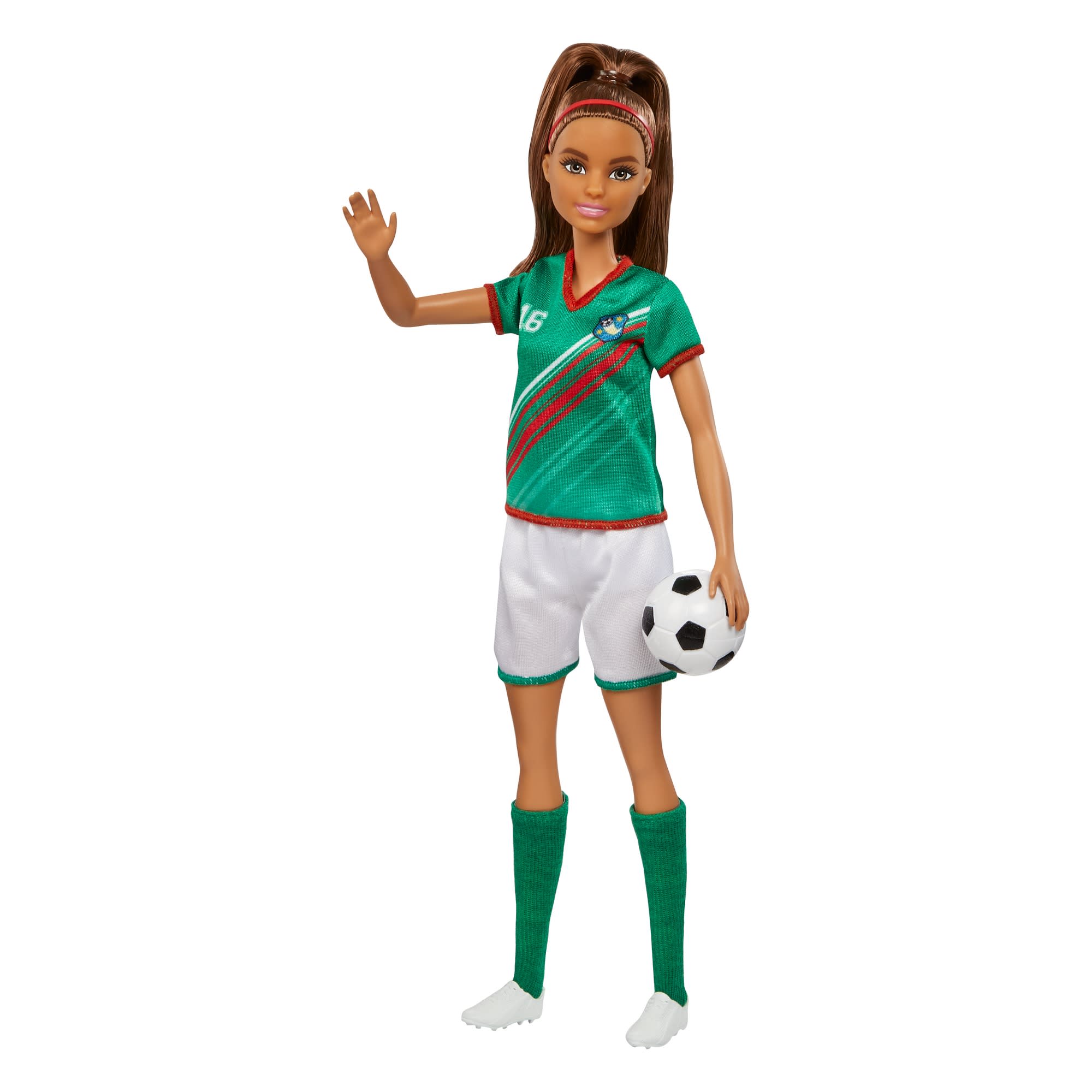 Barbie Profesiones Muñeca Jugadora de Fútbol Playera Verde