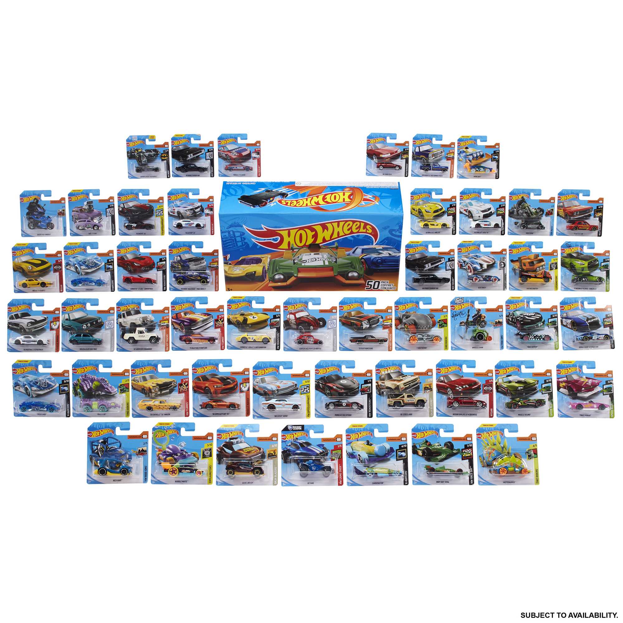 Hot Wheels 1:64 Scale Toy Cars & Trucks, 50-Pack