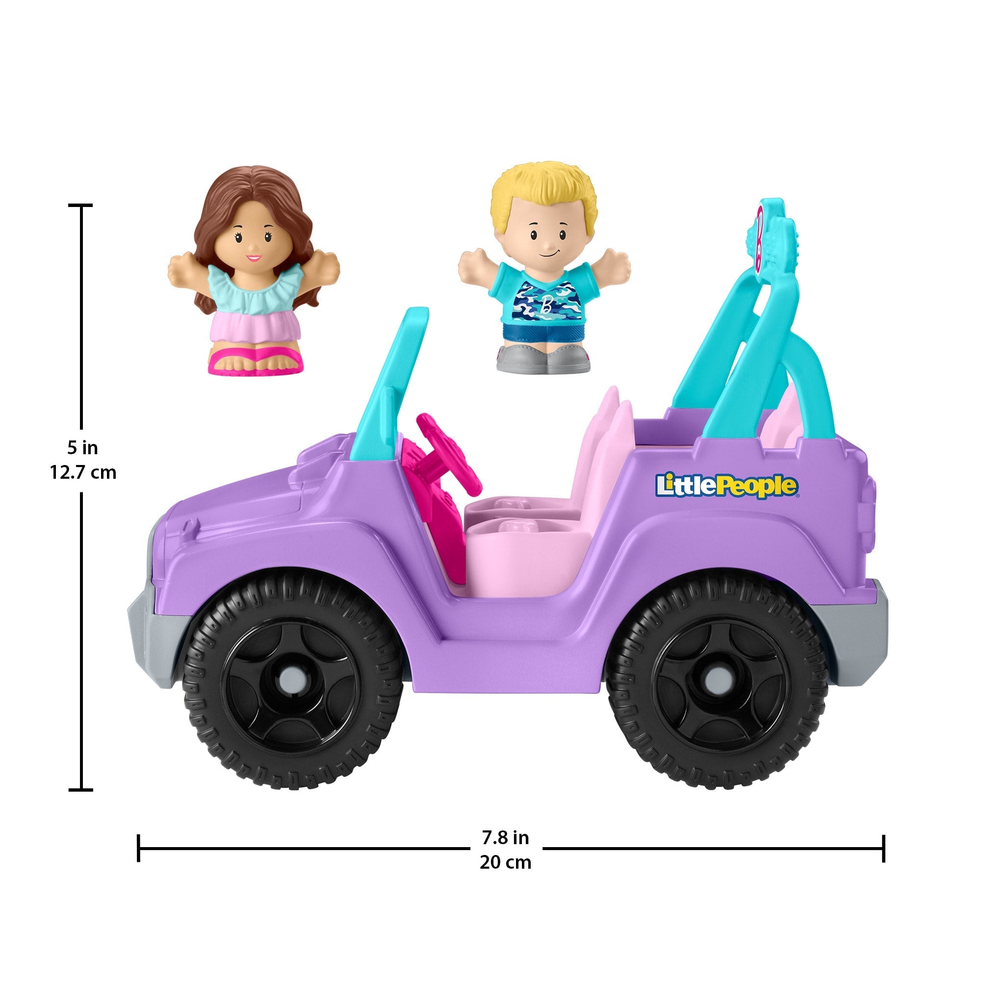 Little People Barbie Toy Car With Music Sounds And 2 Figures, Beach Cruiser, Toddler Toys