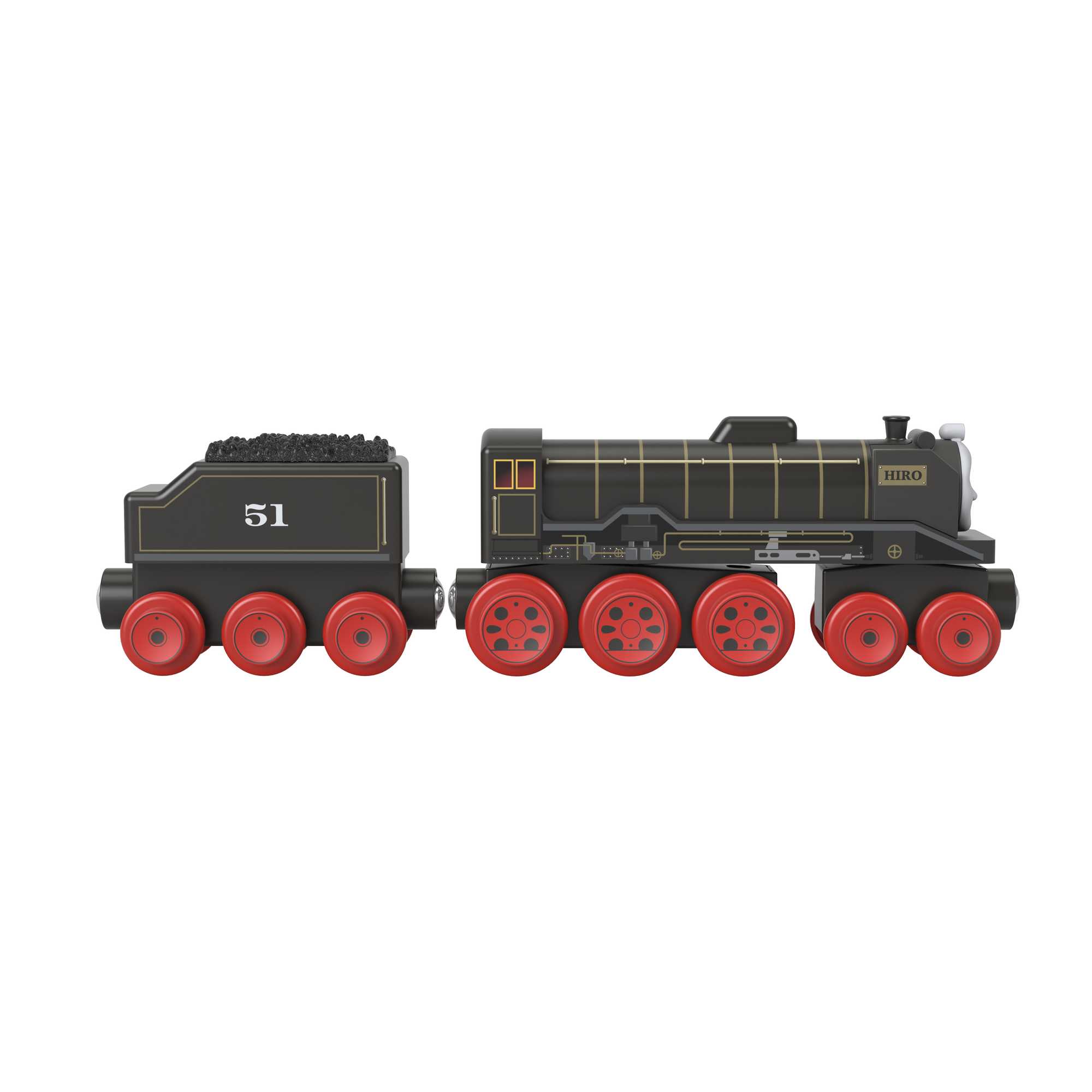 Fisher-Price Thomas et ses Amis Piste en Bois Locomotive Hiro et Wagon de Charbon