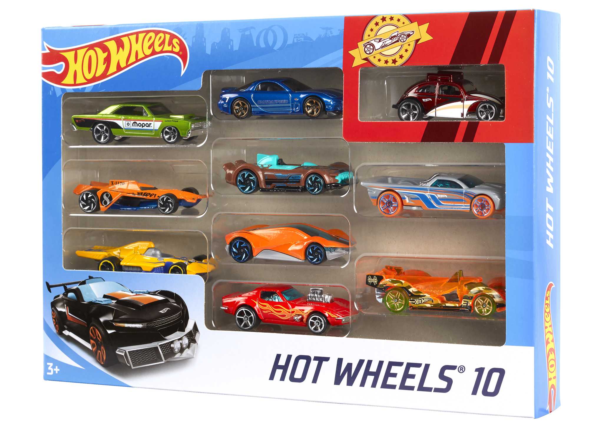 Hot Wheels Set Of 10 1:64 Scale Toy Trucks And Cars For Kids & Collectors