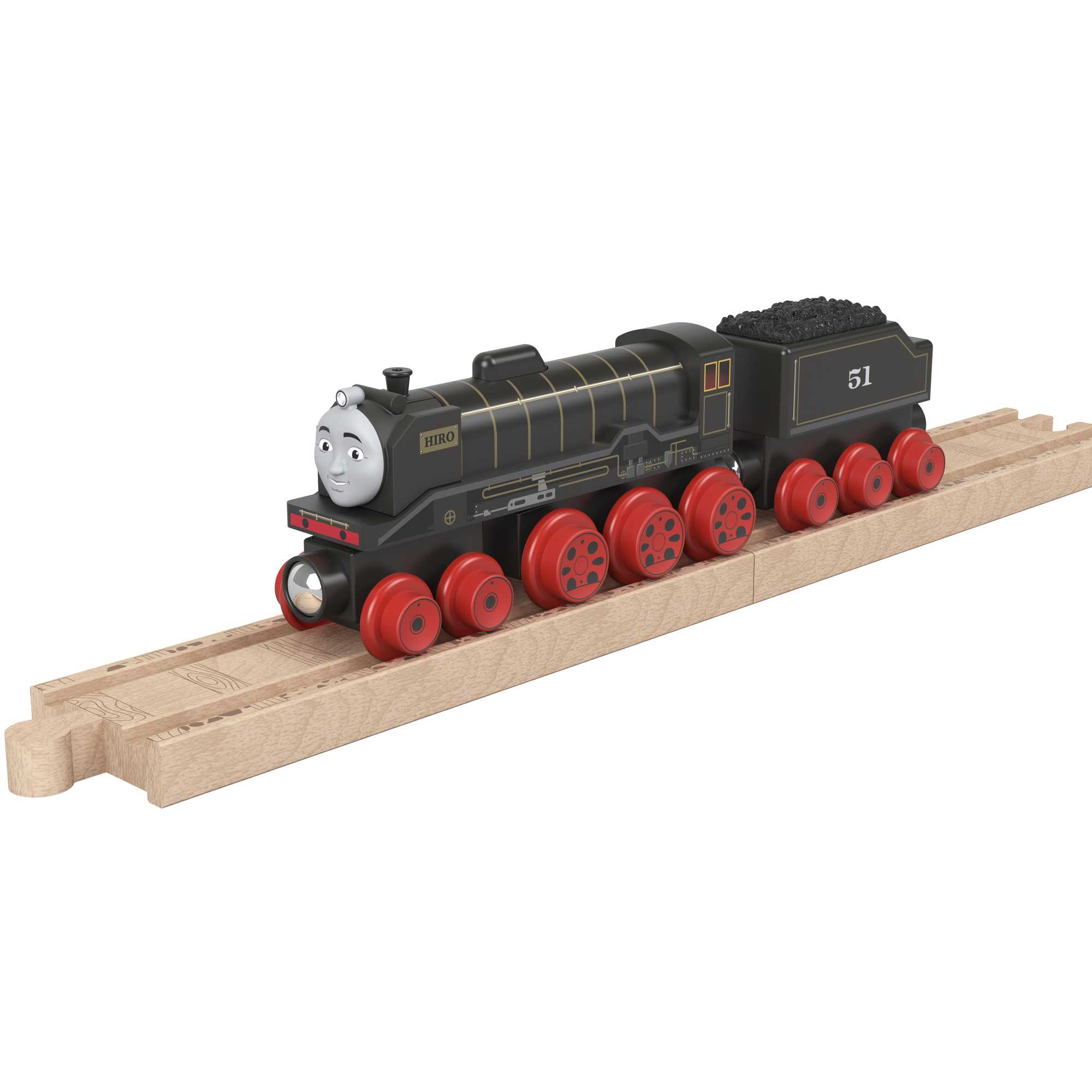Fisher-Price Thomas et ses Amis Piste en Bois Locomotive Hiro et Wagon de Charbon