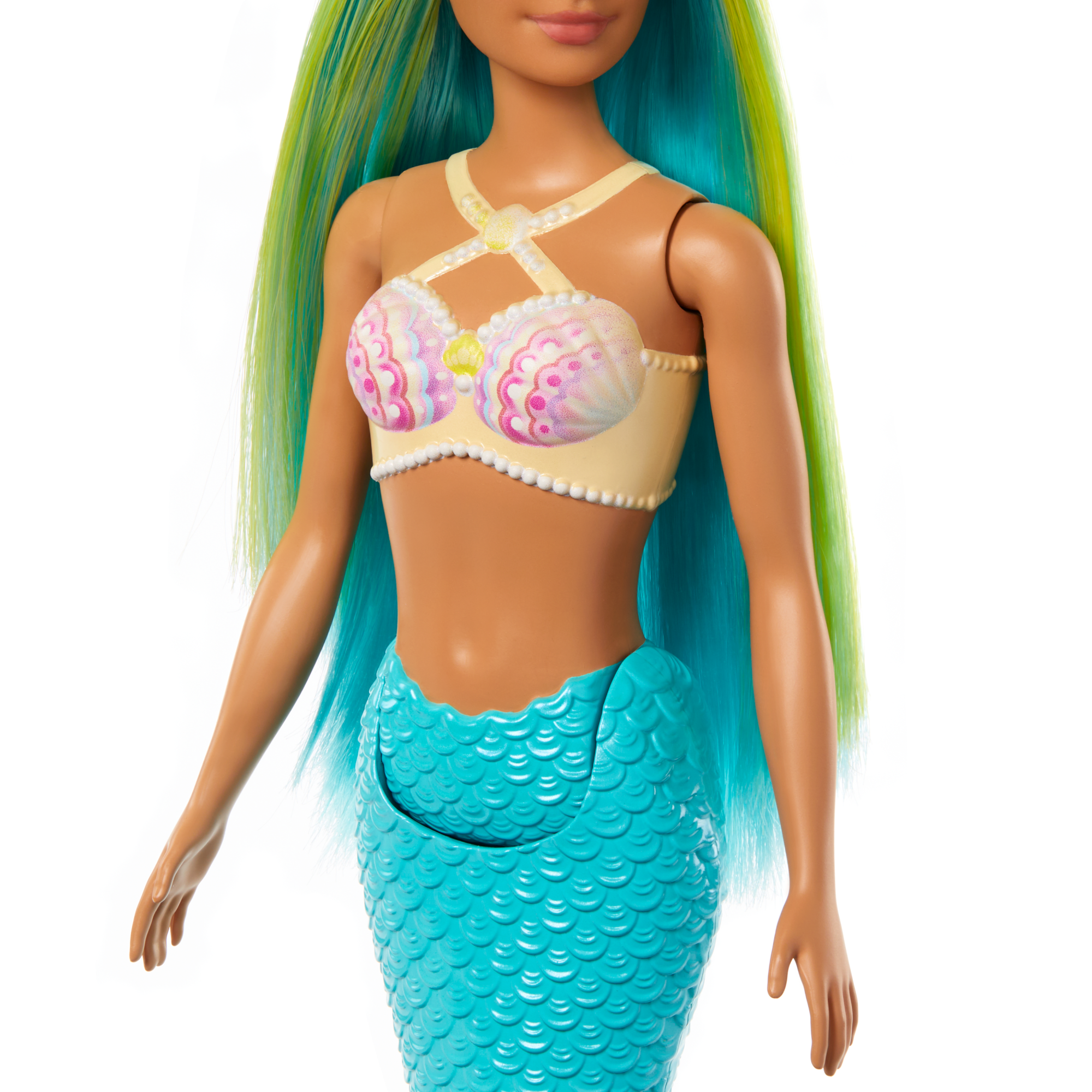 Barbie Fantasía Muñeca Sirena Cabello Verde y Azul