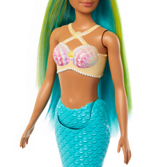 Barbie Fantasía Muñeca Sirena Cabello Verde y Azul