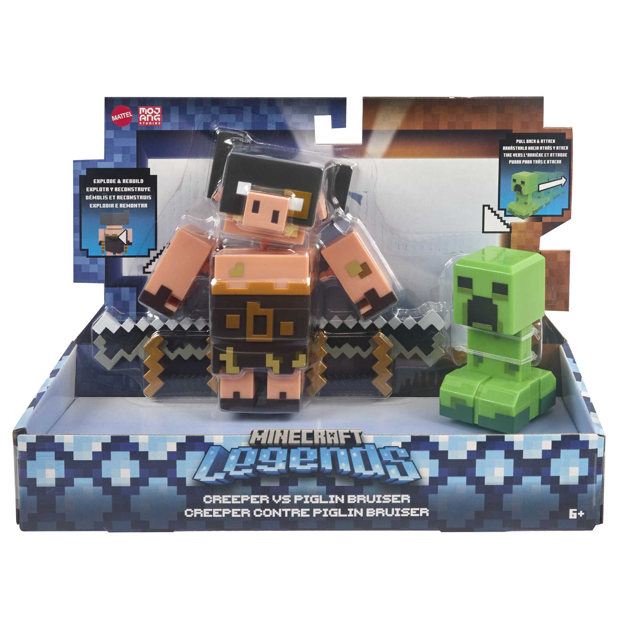 Minecraft Legends Creeper vs Piglin Bruiser Figures