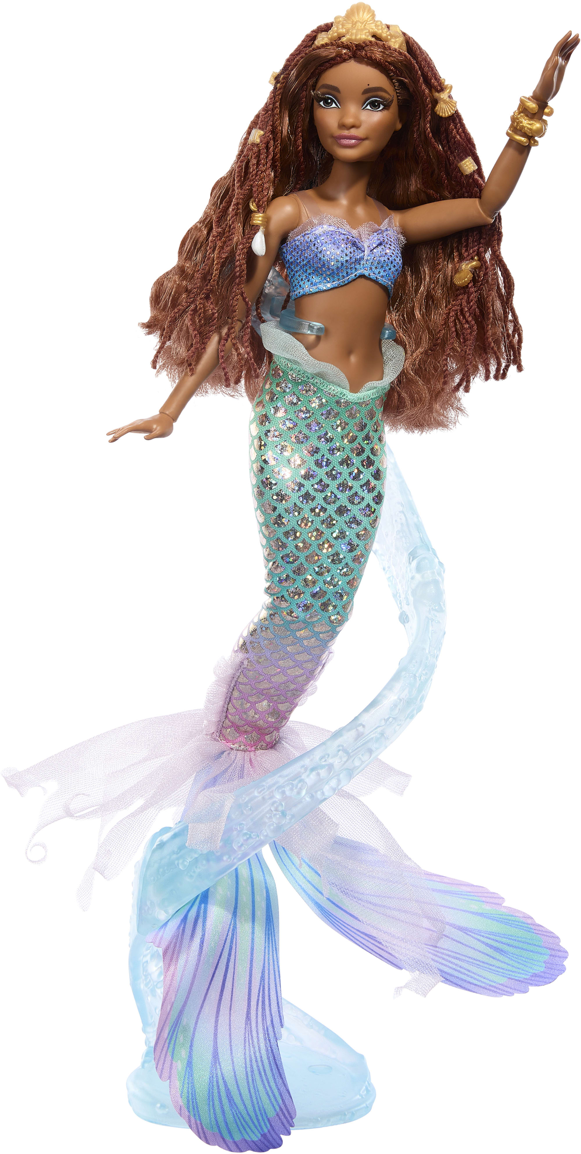 Disney The Little Mermaid Deluxe Mermaid Ariel Doll With Hair Beads And Stand