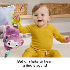 Fisher-Price On-The-Go Purple Monkey Plush Baby Stroller Sensory Toy For Newborns