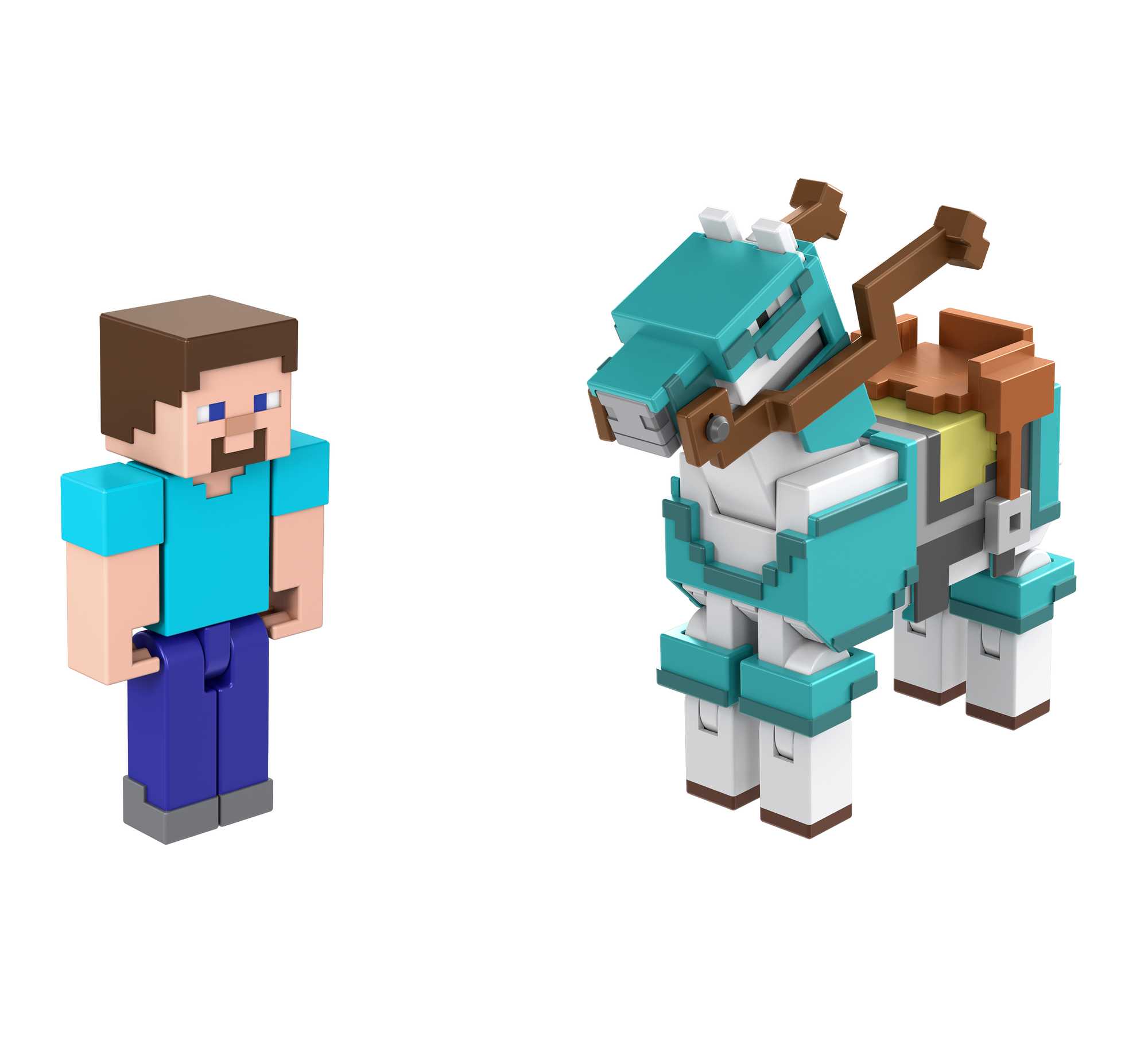 Minecraft Steve et Son Cheval en Diamant