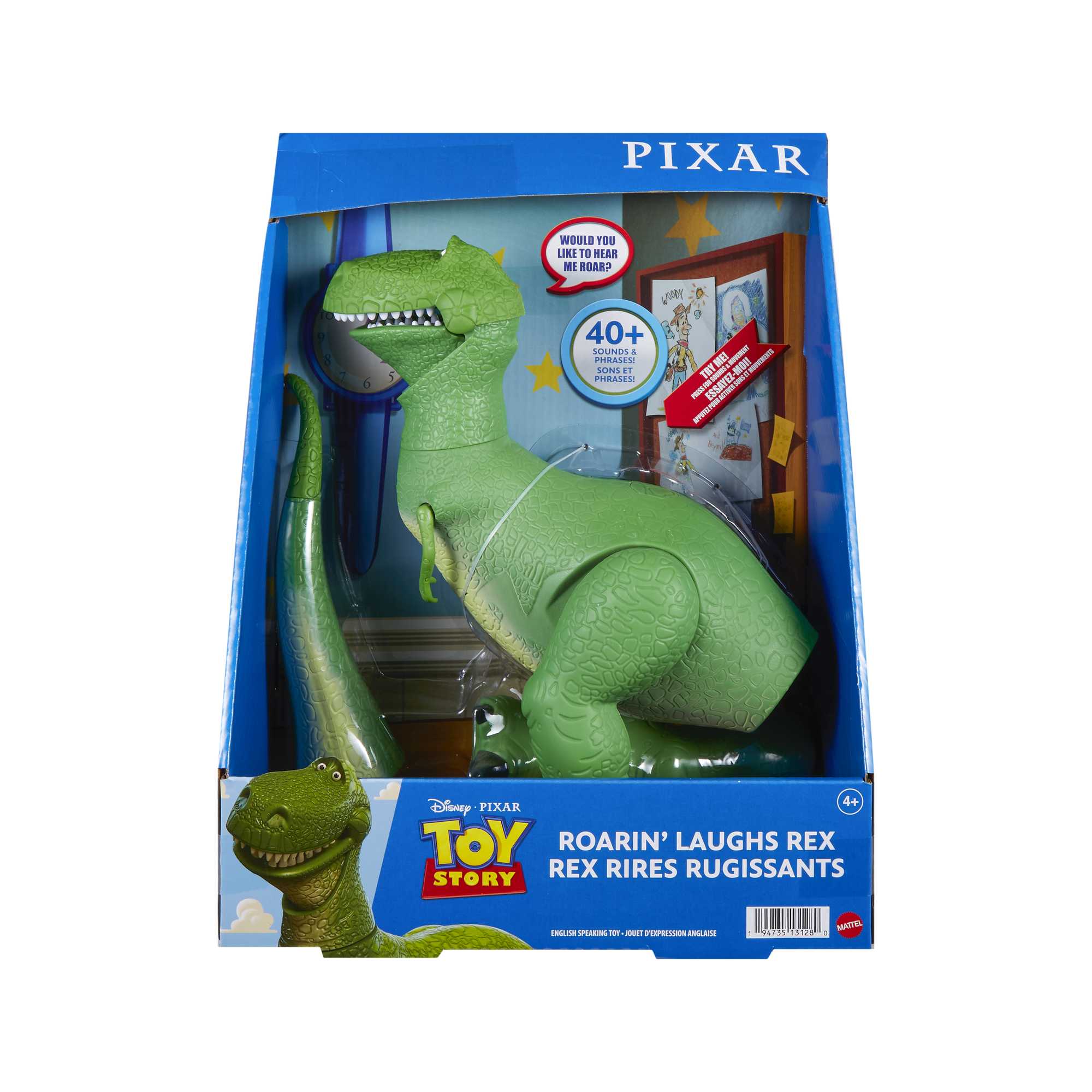 Disney Pixar Toy Story Rex Figure, Roarin' Laughs Talking Dinosaur Toy