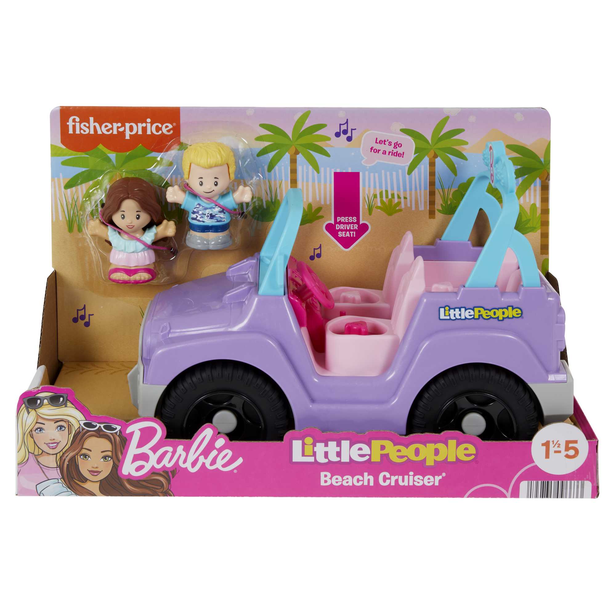 Little People Barbie Véhicule de Plage, Musique, Sons, 2 Figurines