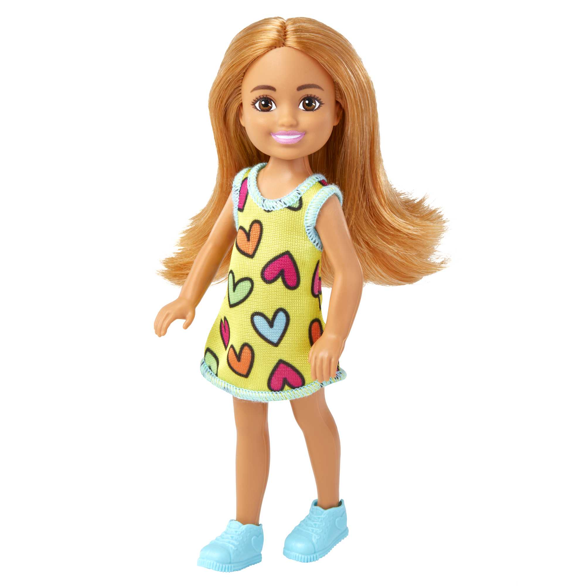 Barbie Chelsea Doll, Wearing Removable Heart-Print Dress With Brunette Hair & Brown Eyes