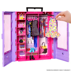 Barbie Closet With 6 Hangars, Accessory Features Translucent Doors, Racks & Shelves