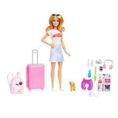 Barbie Doll And Accessories, Travel Set With Puppy