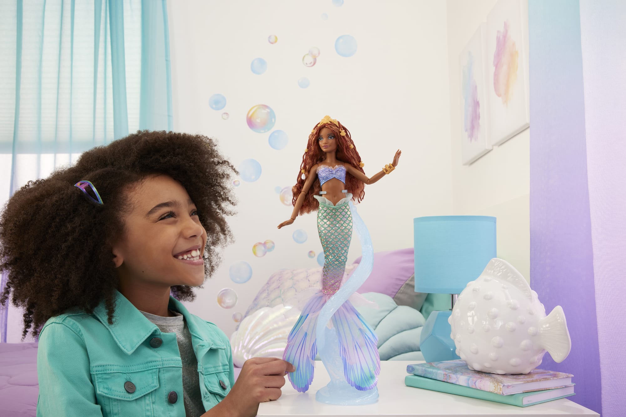 Disney The Little Mermaid Deluxe Mermaid Ariel Doll With Hair Beads And Stand