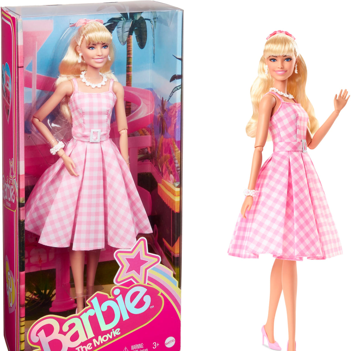 Barbie Film Poupée de Coll. Robe de Guingan Rose, Margot Robbie